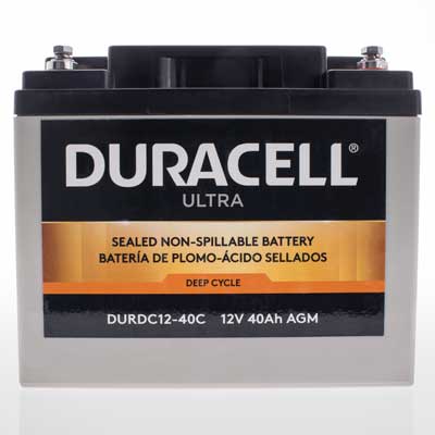 Duracell Ultra 12V 40AH Deep Cycle AGM Sealed Lead Acid (SLA) Battery with M6 Insert Terminals