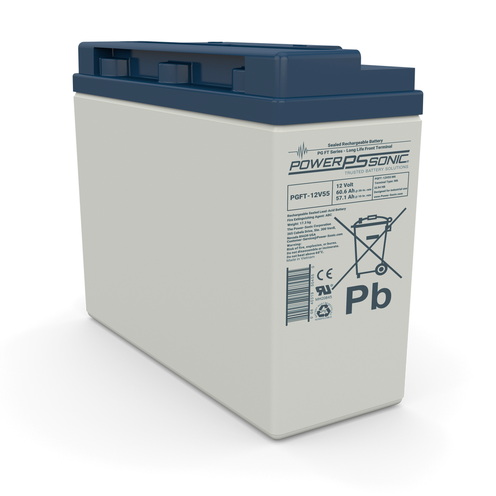 Power Sonic 12V 55Ah Front Terminal AGM Telecom Battery