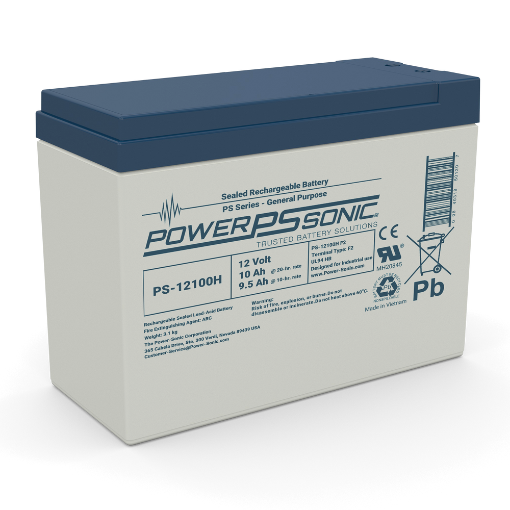 Power-Sonic PS-12100H 12V 10Ah Rechargeable Sealed Lead Acid Battery
