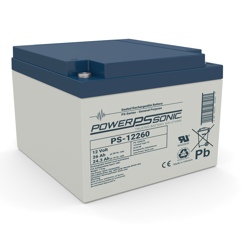 Power-Sonic PS-12260 12V 26Ah General Purpose Sealed Lead Acid Battery