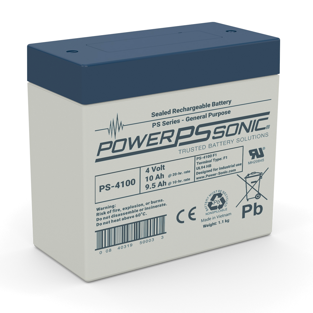 Power-Sonic PS-4100 4V 10Ah Rechargeable Sealed Lead Acid Battery