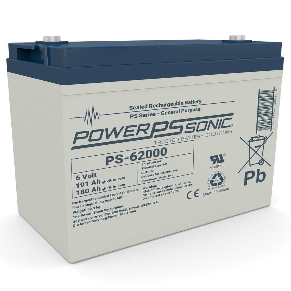 Power Sonic PS-62000 6V 200Ah Sealed Lead Acid Rechargeable Battery