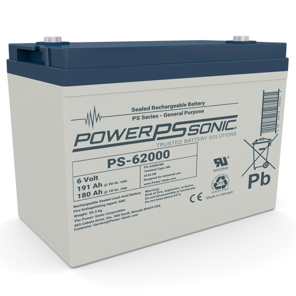Power Sonic PS-62000 6V 200Ah Sealed Lead Acid Rechargeable Battery