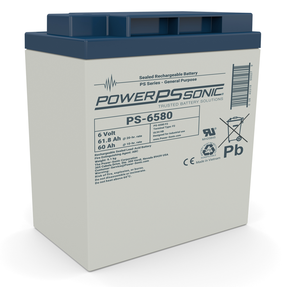 Power Sonic PS-6580 6V Rechargeable Sealed Lead Acid Battery
