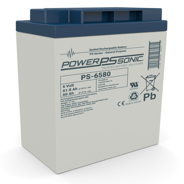 Power Sonic PS-6580 6V Rechargeable Sealed Lead Acid Battery