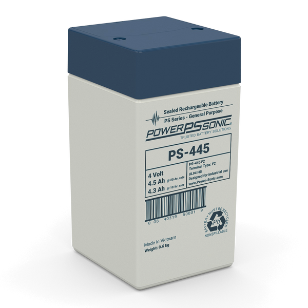 Power-Sonic PS-445 4V 4.5Ah General Purpose Sealed Lead Acid Battery