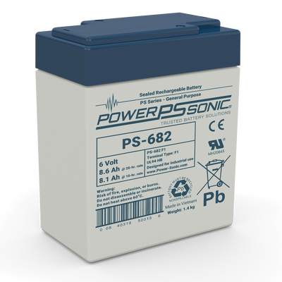 Power Sonic PS-682 6V 8.2Ah Sealed Lead Acid Battery