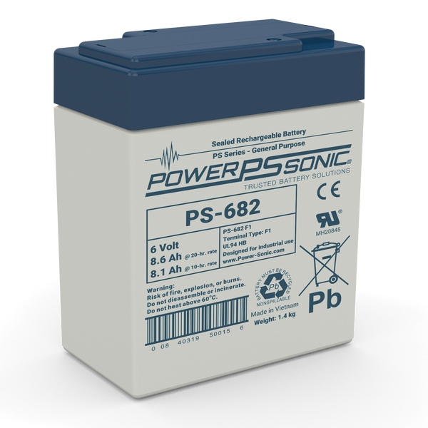 Power Sonic PS-682 6V 8.2Ah Sealed Lead Acid Battery