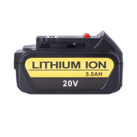 20V 5.0Ah lithium‑ion battery replacement for DEWALT 20V MAX DCB205 installed in compatible power tool for demonstration