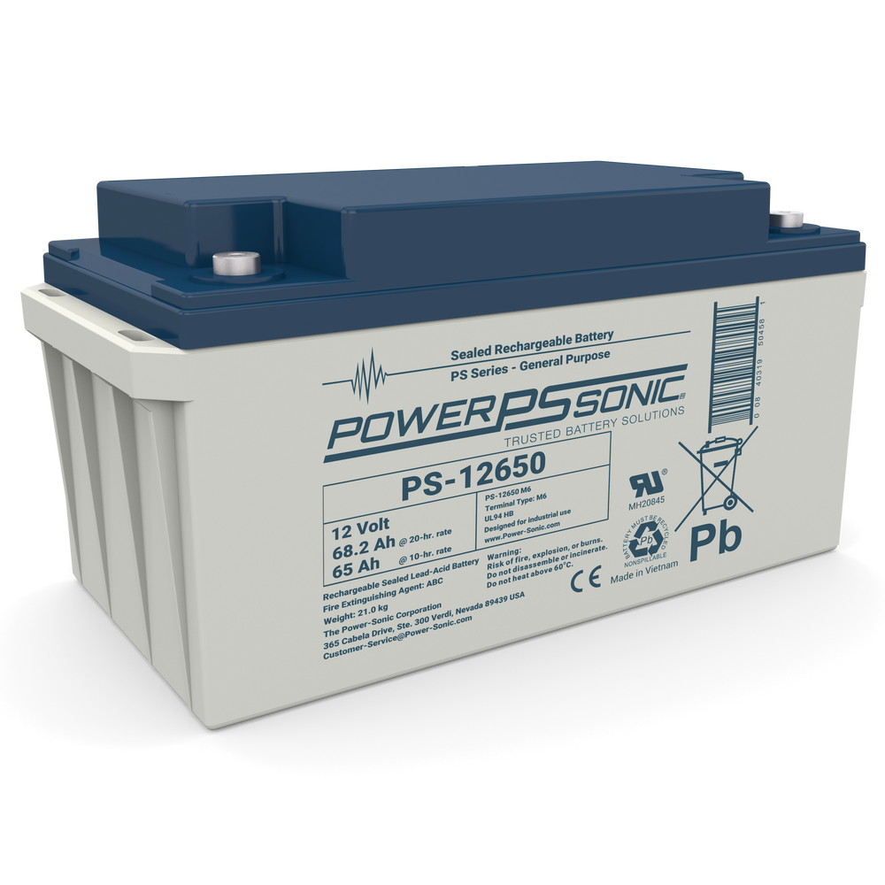 Power-Sonic 12V 65Ah Rechargeable Sealed Lead Acid SLA Battery