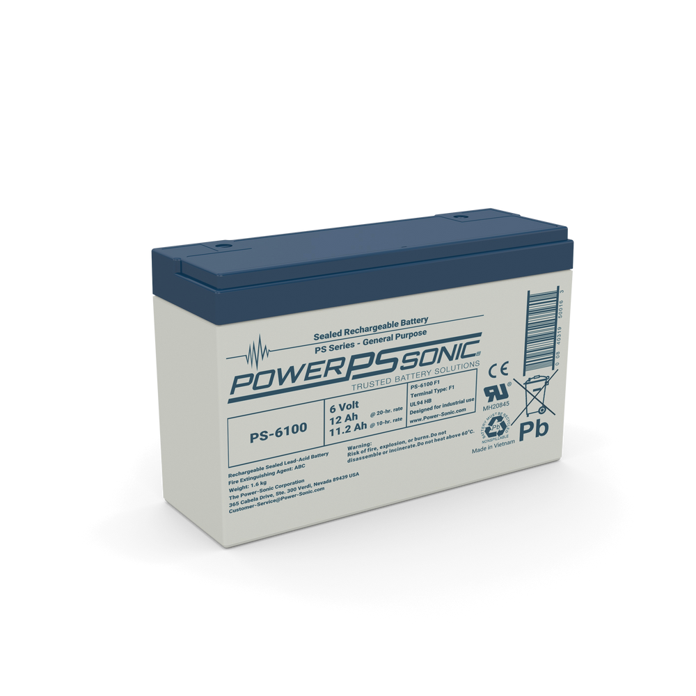 Power-Sonic PS-6100 6V 12Ah Sealed Lead Acid Battery