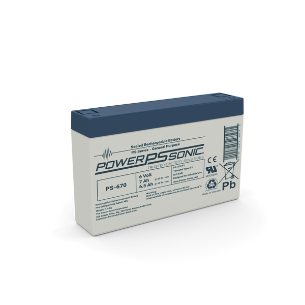 Power Sonic PS-670 6V 7Ah Rechargeable Sealed Lead Acid Battery