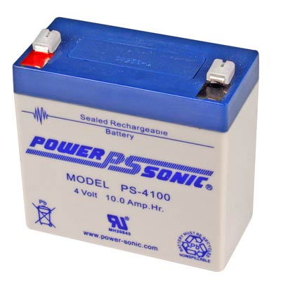 POWPS-4100F Power Sonic 4V 10AH AGM Sealed Lead Acid (SLA) Battery with F1 Terminals