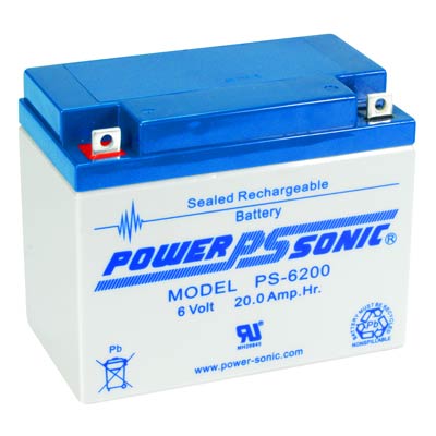 Power Sonic 6V 20AH AGM Sealed Lead Acid (SLA) Battery with NB Terminals