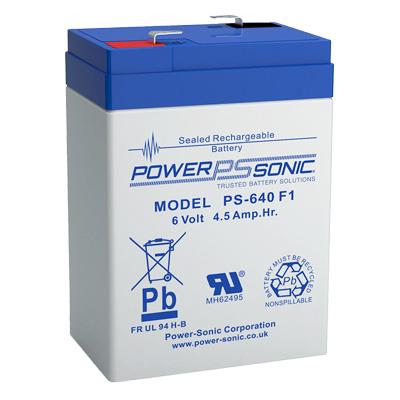 POWPS-640F Power Sonic 6V 4.5AH AGM Sealed Lead Acid (SLA) Battery with F1 Terminals