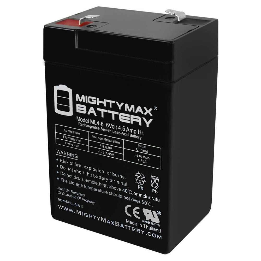 Mighty Max ML4-6 6V 4.5Ah F1 Terminal Rechargeable SLA AGM Battery