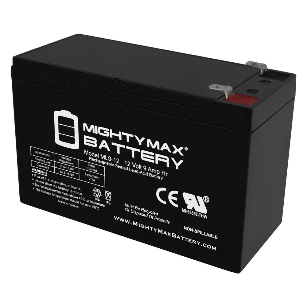 Mighty Max ML9-12 12V 9Ah F2 Terminal Rechargeable SLA AGM Battery