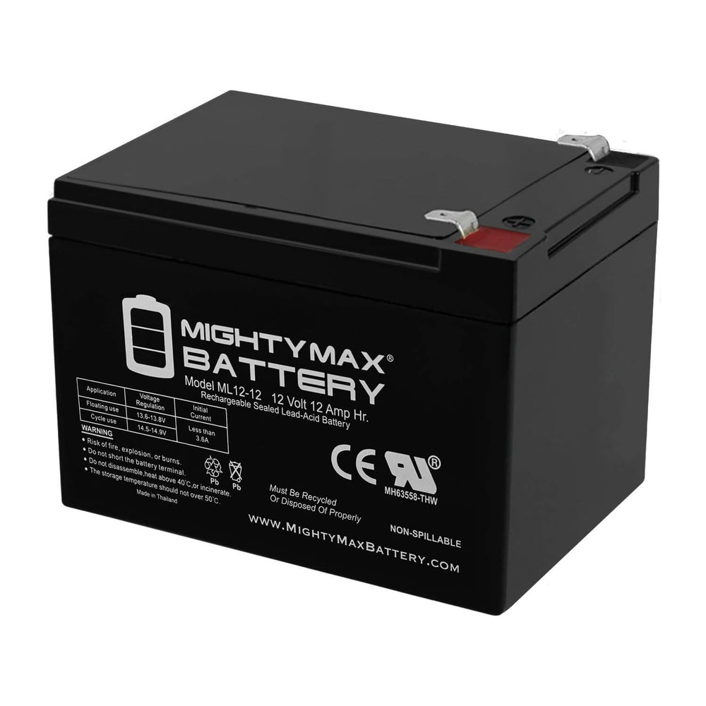 Mighty Max ML12-12F2 12V 12Ah F2 Terminal Rechargeable SLA AGM Battery
