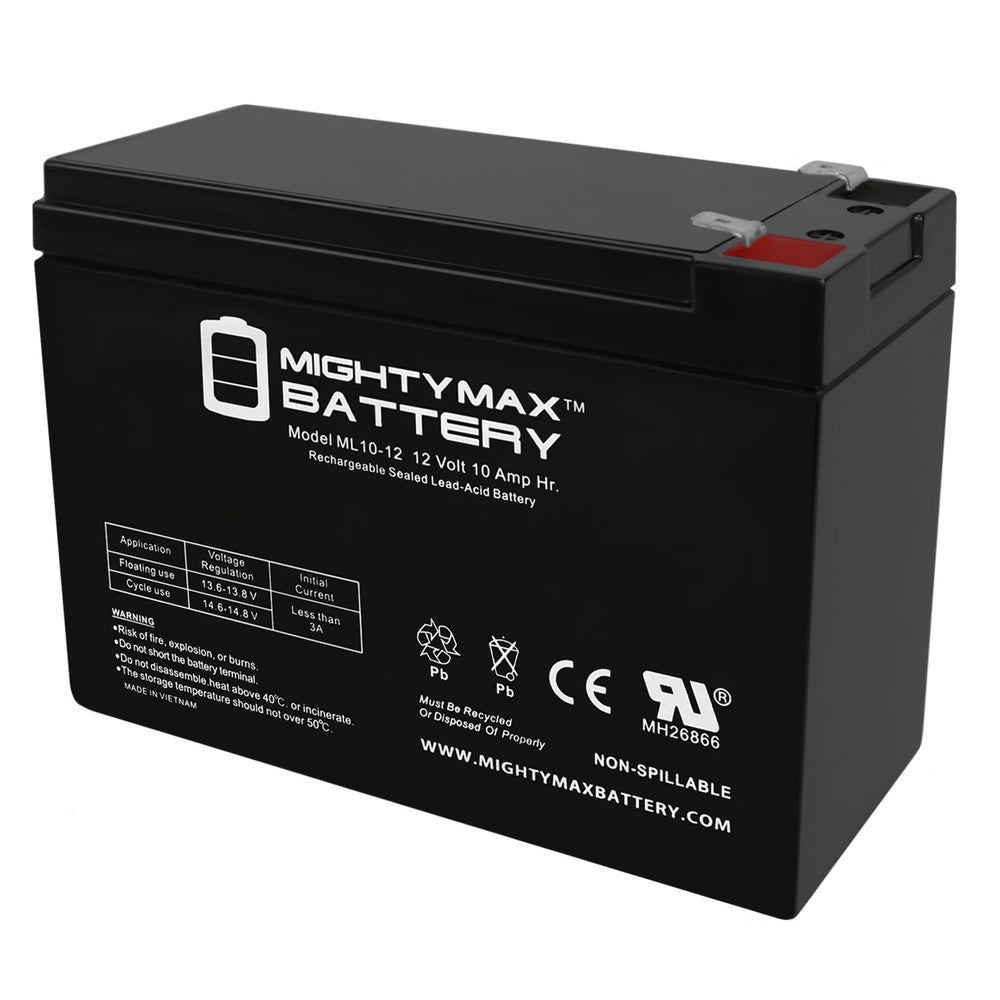 Mighty Max ML10-12 12V 10Ah F2 Terminal Rechargeable SLA AGM Battery