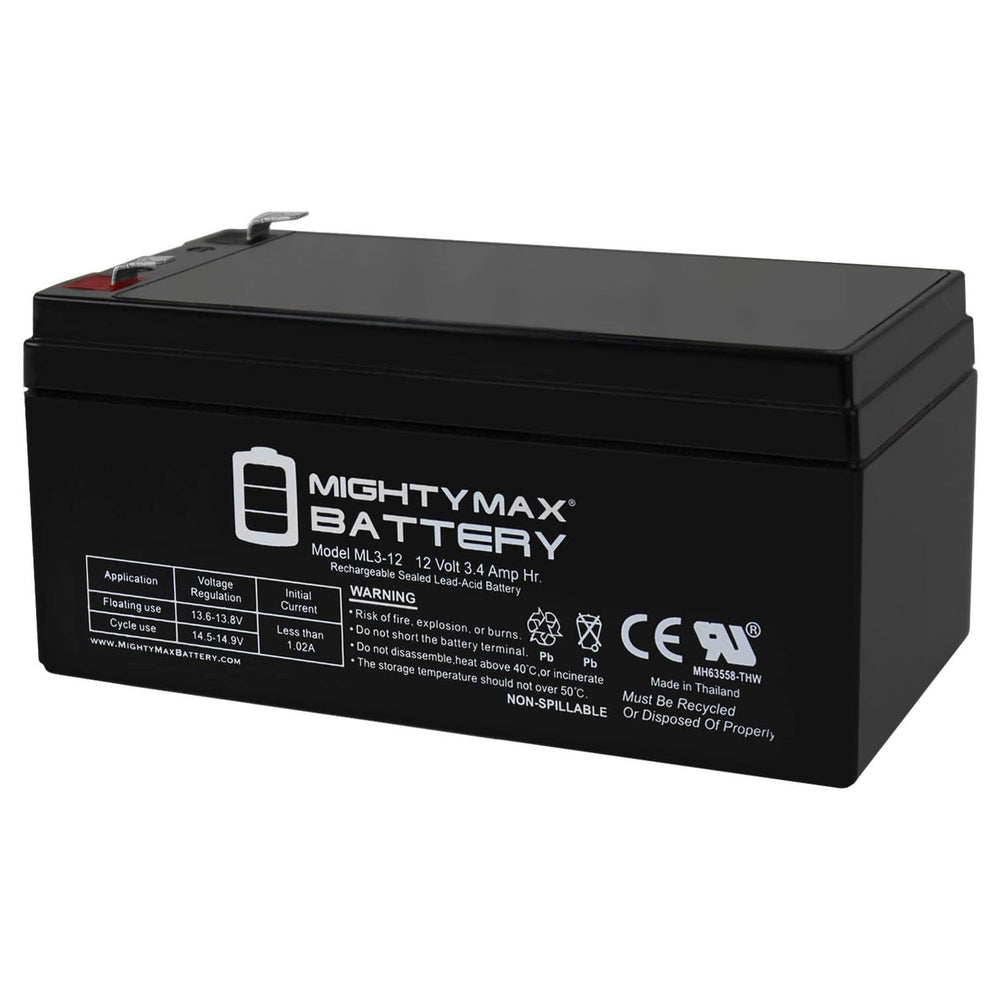 Mighty Max ML3-12 12V 3Ah F1 Terminal Rechargeable SLA AGM Battery
