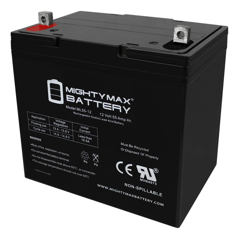 Mighty Max ML55-12 12V 55Ah NB Terminal Rechargeable SLA AGM Battery