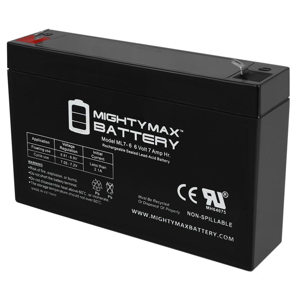 Mighty Max ML7-6 6V 7Ah F1 Terminal Rechargeable SLA AGM Battery