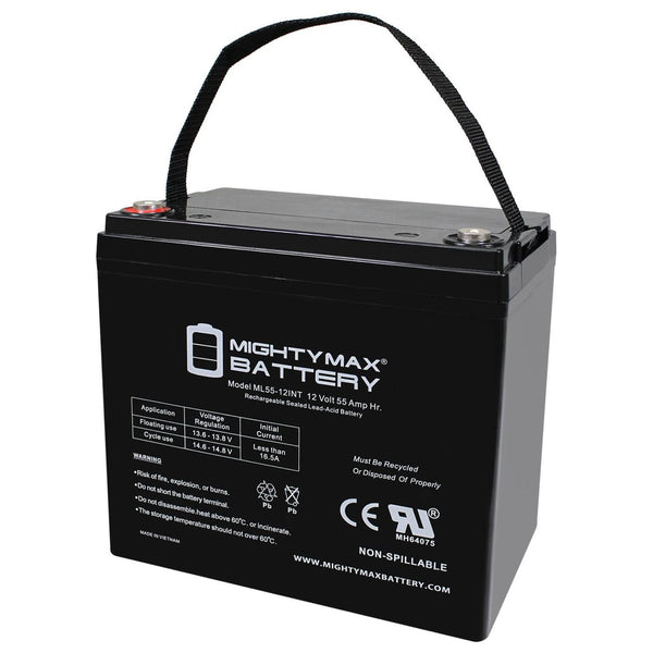 Mighty Max ML55-12INT 12V 55Ah Internal Thread Terminal Rechargeable SLA AGM Battery