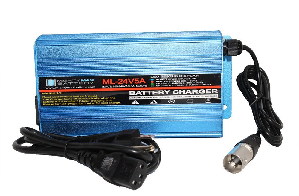 Mighty Max ML-24V5A 24 Volt 5 Amp Wheelchair Battery Charger and Maintainer