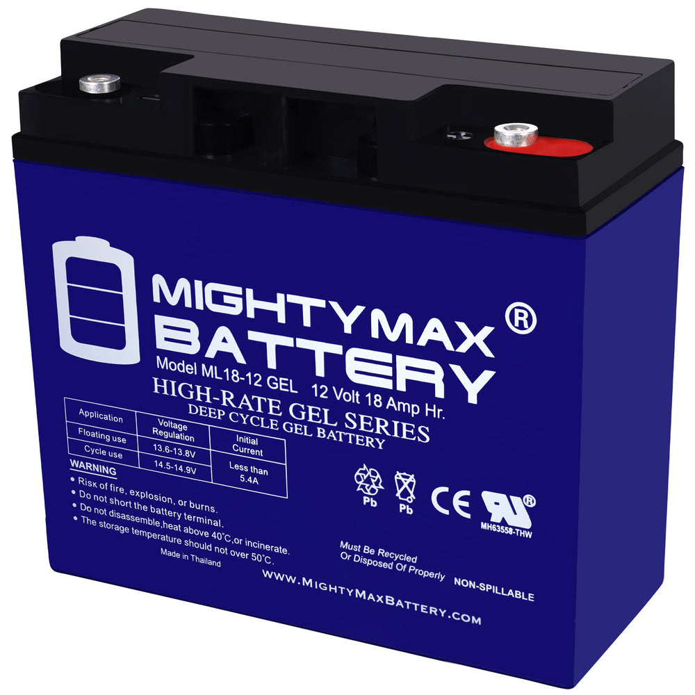 Mighty Max ML18-12GEL 12V 18Ah Internal Thread Terminal Rechargeable SLA AGM Battery