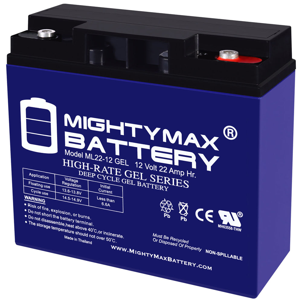 Mighty Max ML22-12GEL 12V 22Ah Internal Thread Terminal Rechargeable SLA AGM Battery