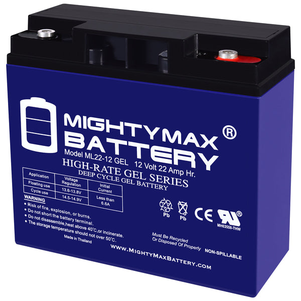 Mighty Max ML22-12GEL 12V 22Ah Internal Thread Terminal Rechargeable SLA AGM Battery