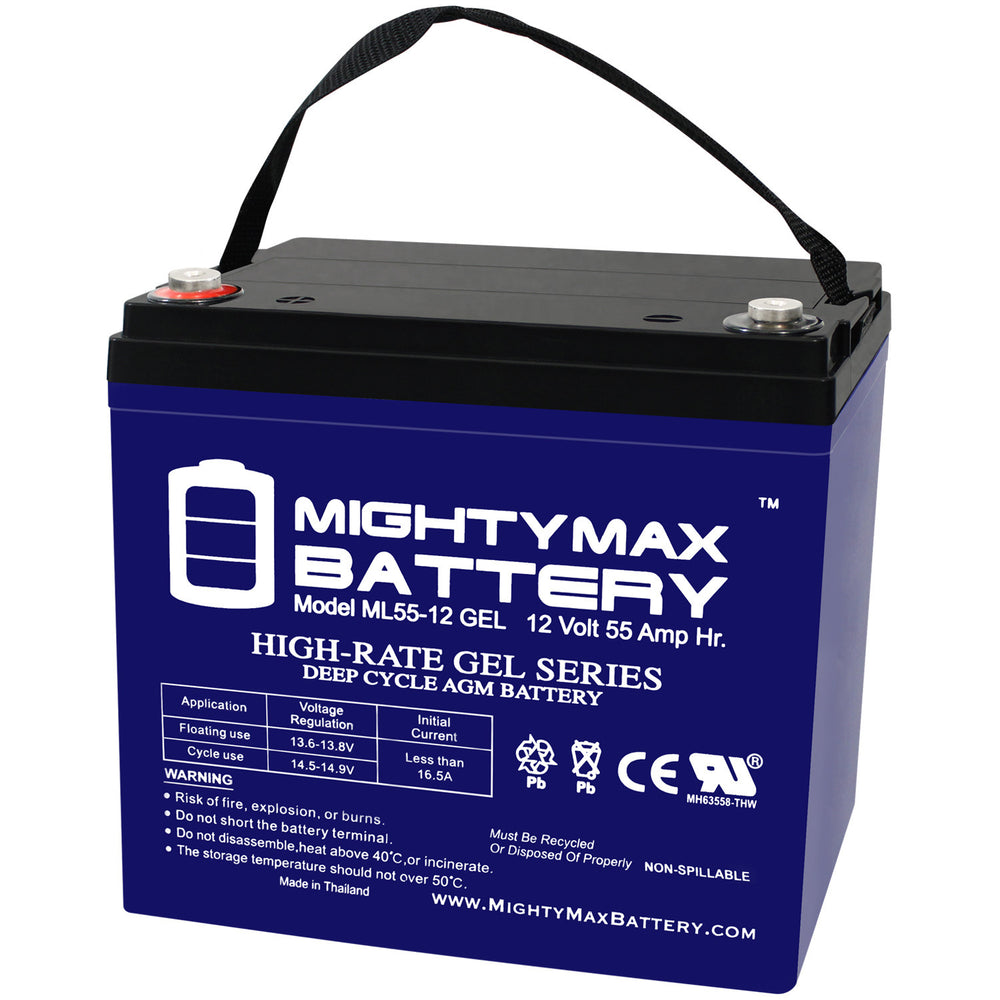 Mighty Max ML55-12GEL 12V 55Ah Internal Thread Terminal Rechargeable SLA AGM Battery