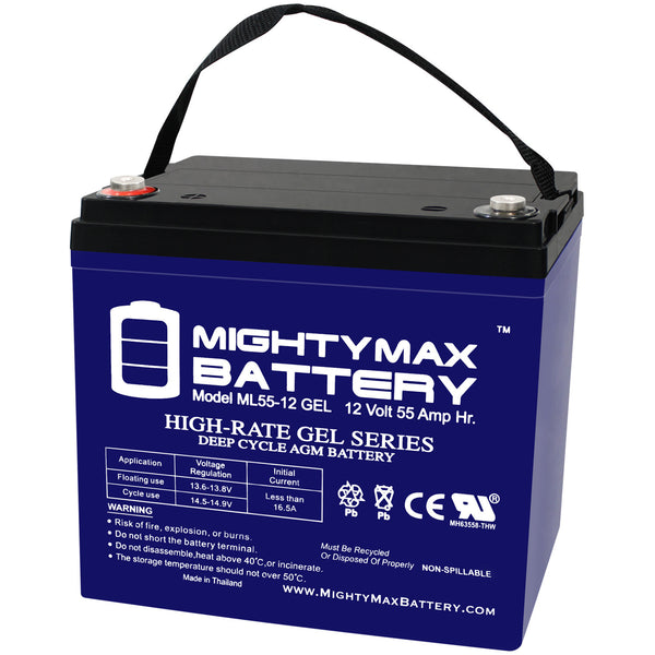 Mighty Max ML55-12GEL 12V 55Ah Internal Thread Terminal Rechargeable SLA AGM Battery
