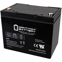 Mighty Max ML75-12INT 12V 75Ah Internal Thread Terminal Rechargeable SLA AGM Battery
