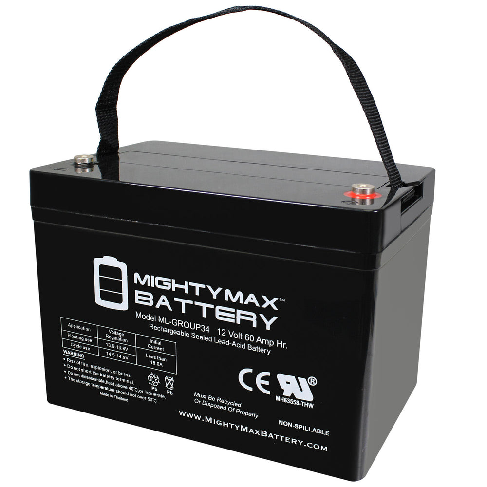 Mighty Max ML-GROUP34 12V 60Ah Internal Thread Terminal Rechargeable SLA AGM Battery