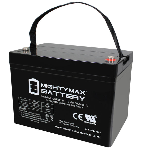 Mighty Max ML-GROUP34 12V 60Ah Internal Thread Terminal Rechargeable SLA AGM Battery