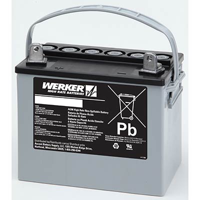 Werker 12V 33AH Deep Cycle AGM Sealed Lead Acid (SLA) Battery with J Terminals