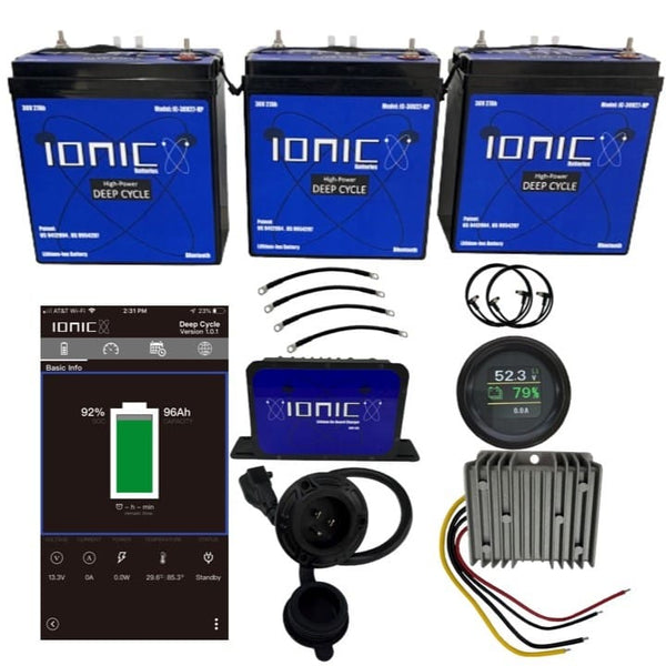 Ionic Lithium 36V 81Ah GC2 LiFePO4 Golf Cart Triple Bundle