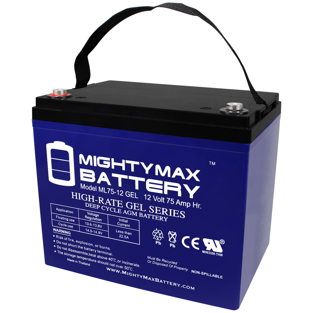 Mighty Max ML75-12GEL 12V 75Ah Internal Thread Terminal Rechargeable SLA AGM Battery