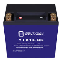 Mighty Max YTX14-BS 12.8V 12Ah LiFePO4 PowerSport Battery
