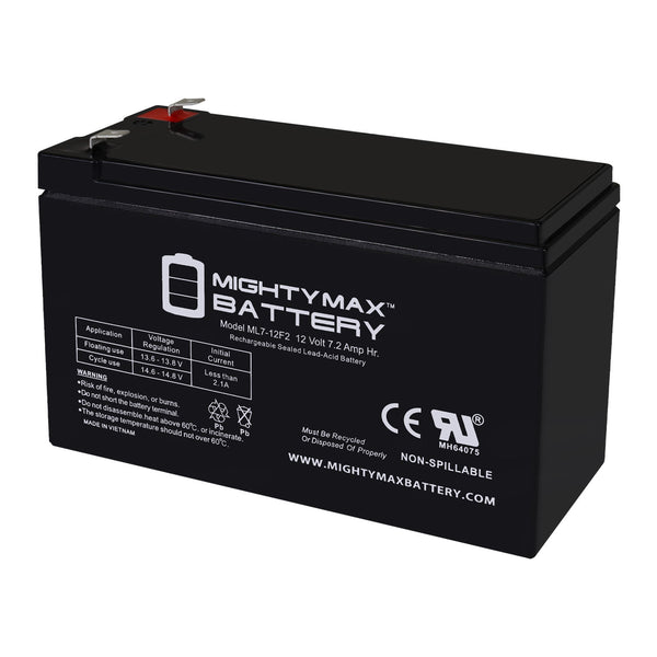 Mighty Max ML7-12F2 12V 7.2Ah F2 Terminal Rechargeable SLA AGM Battery