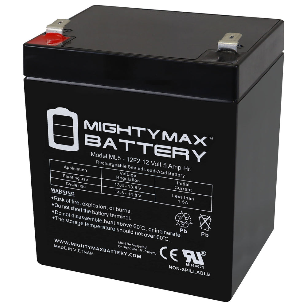 Mighty Max ML5-12F2 12V 5Ah F2 Terminal Rechargeable SLA AGM Battery