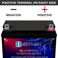 Mighty Max ML-U1R-CCA 12V 200 CCA Nut and Bolt Terminal Rechargeable SLA AGM Battery