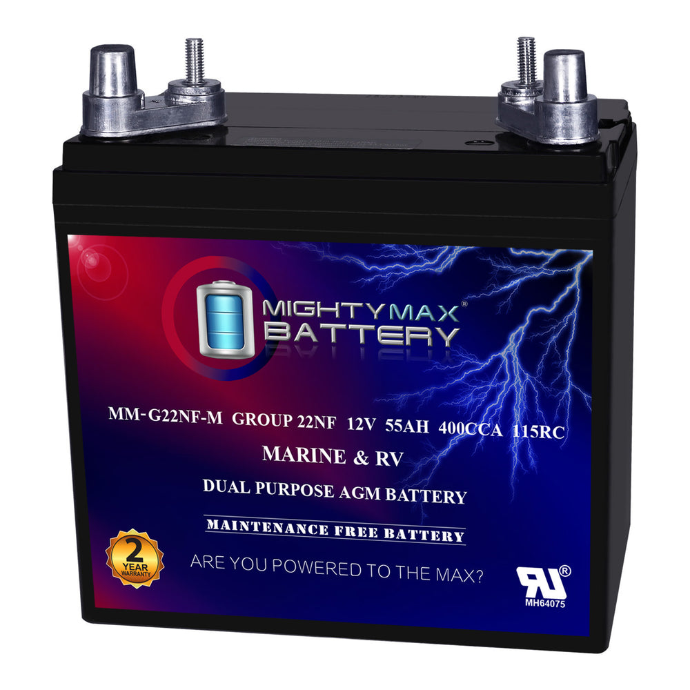 Mighty Max MM-G22NF-M 12V 55Ah Marine Post Terminal Rechargeable SLA AGM Battery