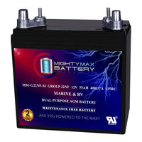 Mighty Max MM-G22NF-M 12V 55Ah Marine Post Terminal Rechargeable SLA AGM Battery