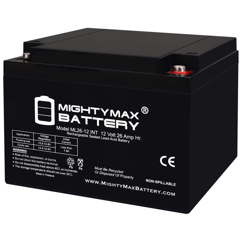 Mighty Max ML26-12INT 12V 26Ah Internal Thread Terminal Rechargeable SLA AGM Battery