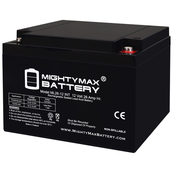 Mighty Max ML26-12INT 12V 26Ah Internal Thread Terminal Rechargeable SLA AGM Battery