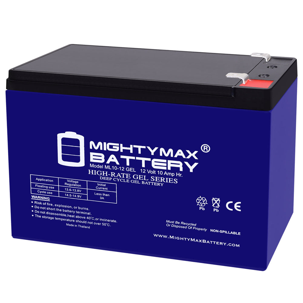 Mighty Max ML10-12GEL 12V 10Ah F2 Terminal Rechargeable SLA AGM Battery
