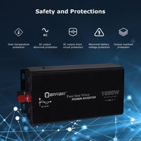 Mighty Max ML-1000PSW 1000 Watt 12V Pure Sine Wave Inverter with Wired LCD Remote Control