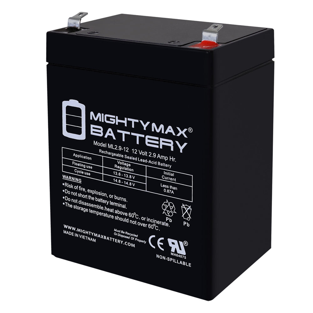 Mighty Max ML2.9-12 12V 2.9Ah F1 Terminal Rechargeable SLA AGM Battery